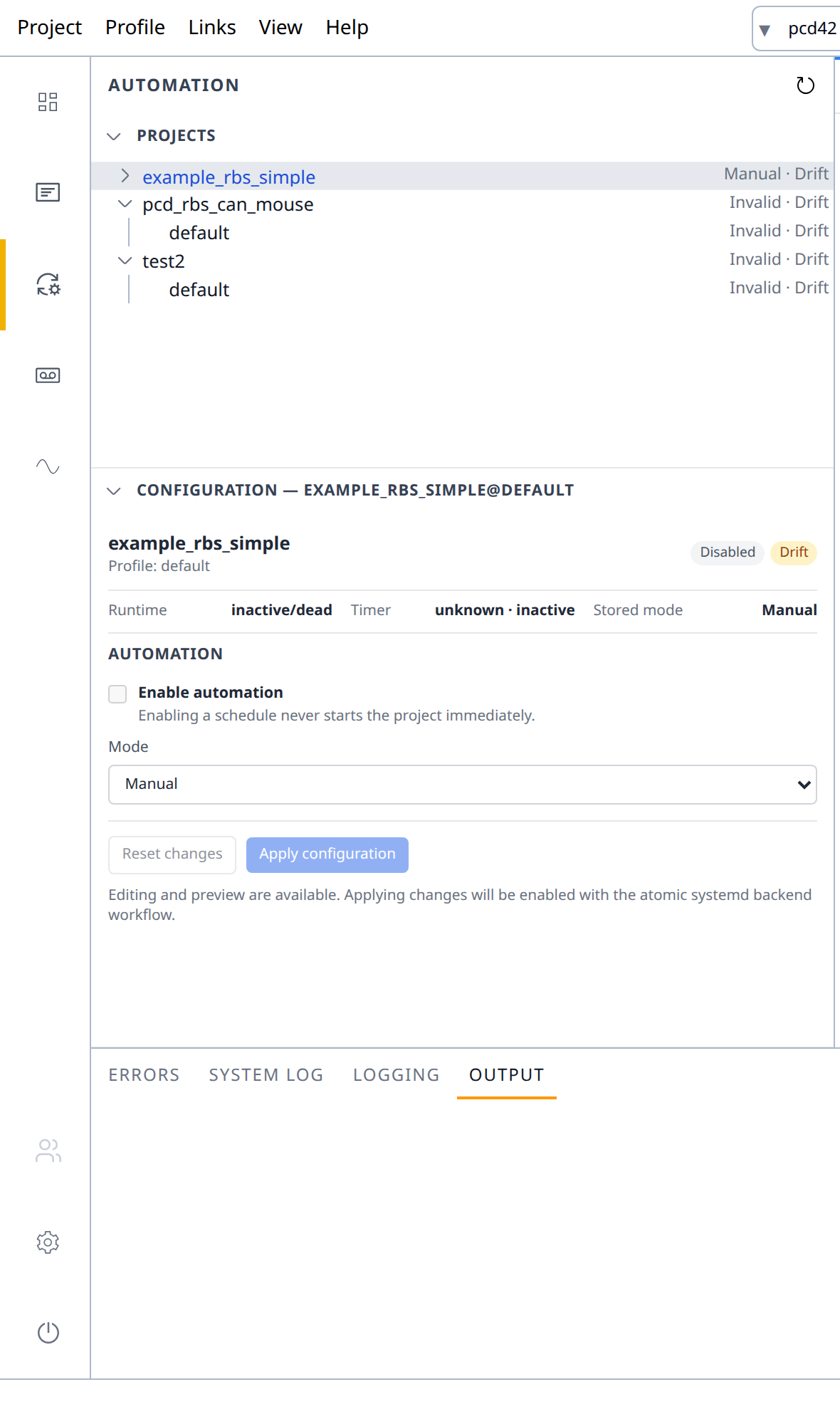 pyCANdo Automation primary panel showing project schedules and configuration